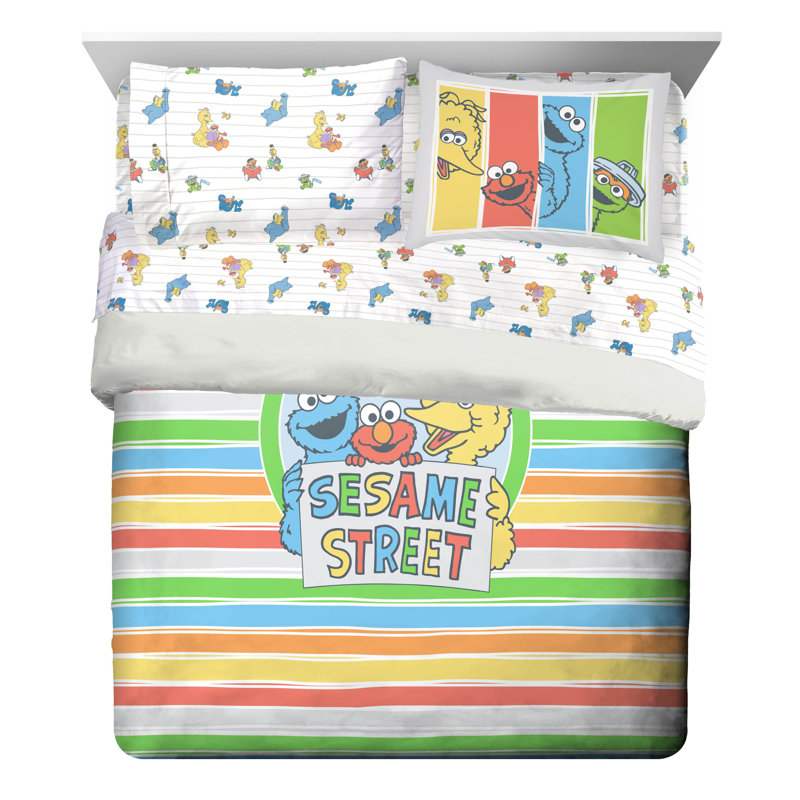 Saturday Park Sesame Street 100% Organic Cotton Kids Twin Bed Set